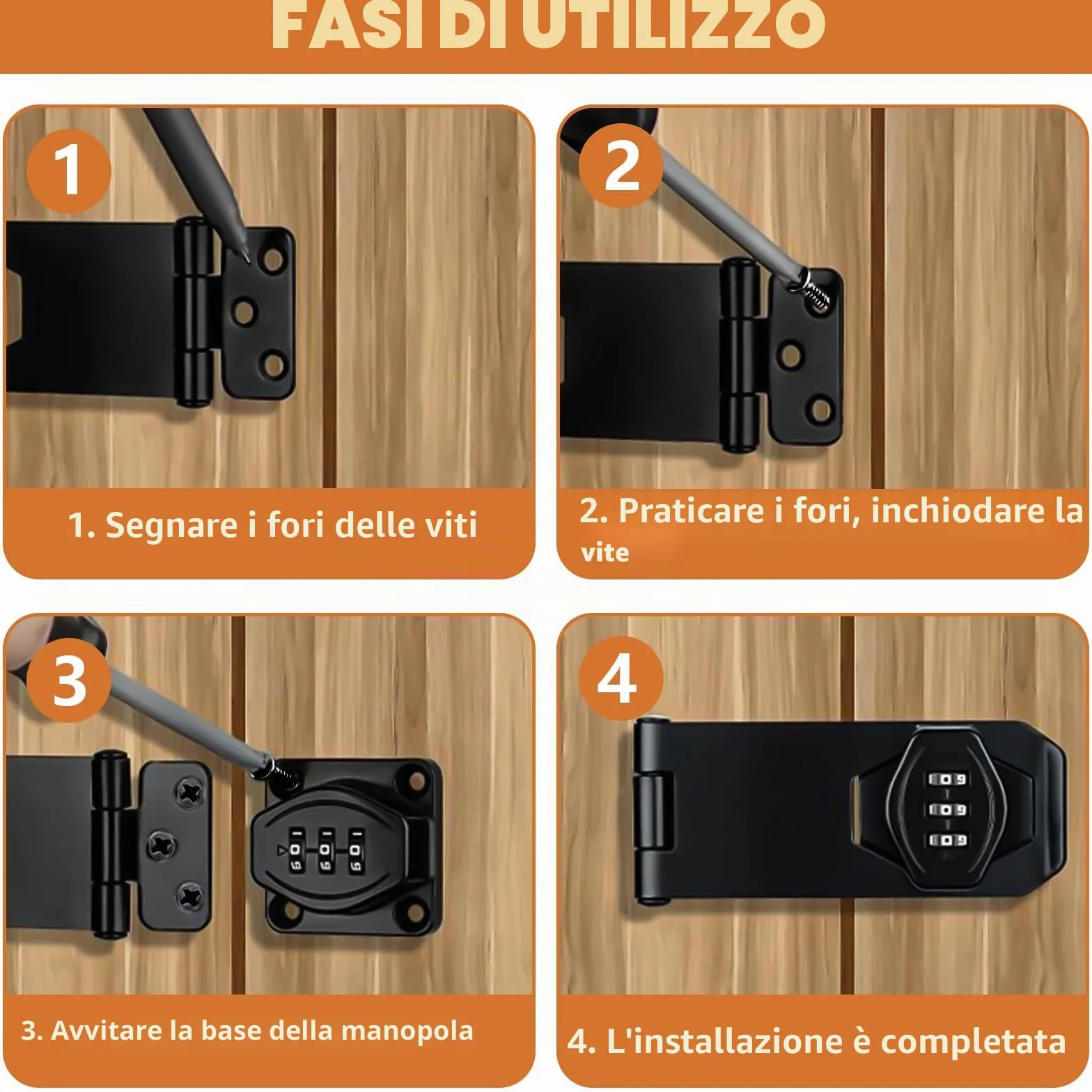 YOUNGSAY 2 Pezzi Serratura a Combinazione 3 Cifre 4 Pollici con Viti Fibbia Hasp Lock per Armadio