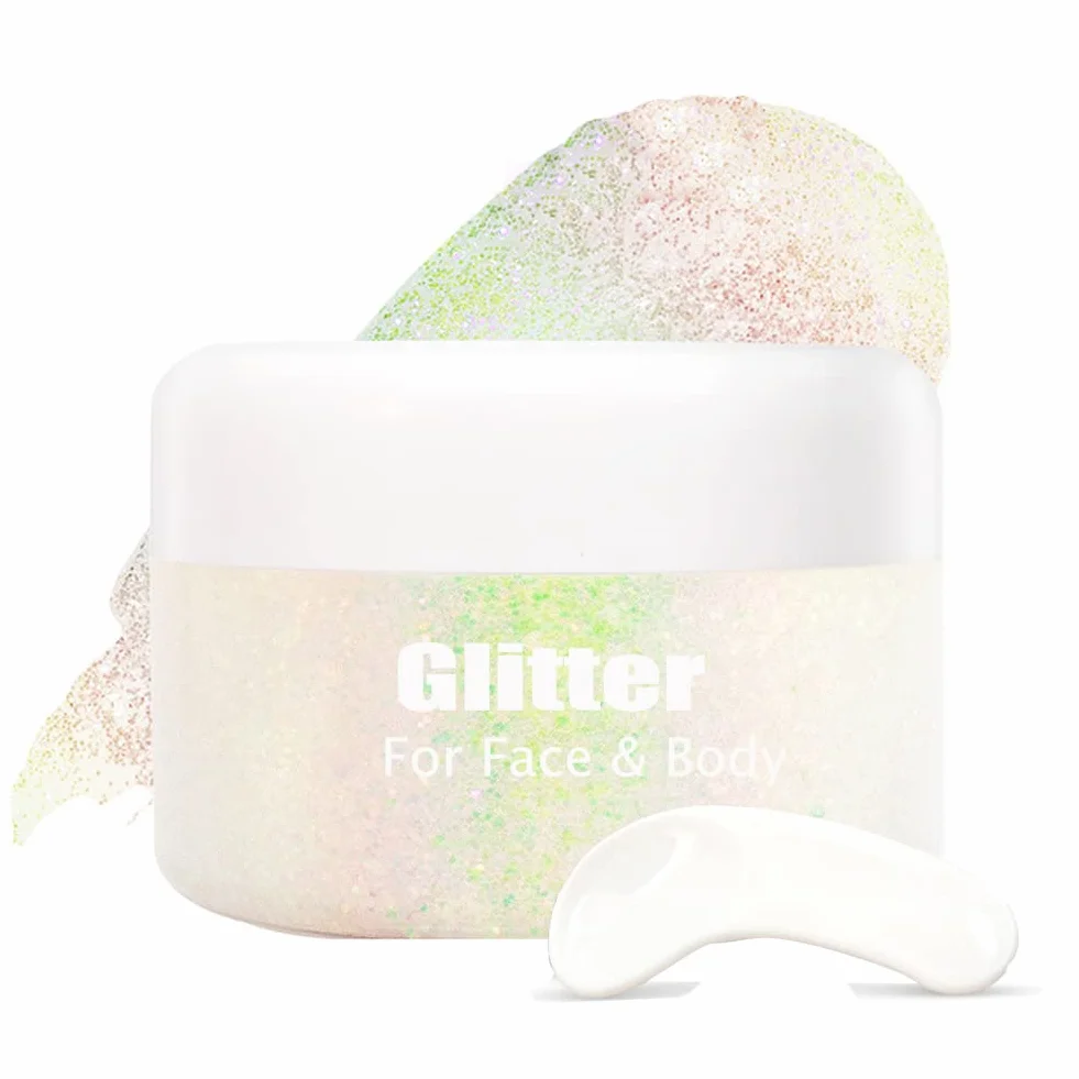 Biodegradabile Face Glitter Gel, Holographic Body Glitter Gel Sirena Liquido Eyeshadow Glitter Fine per Corpo, Viso, Capelli, Festival Glitter a lunga durata Sparkling 1.4 oz (#02)