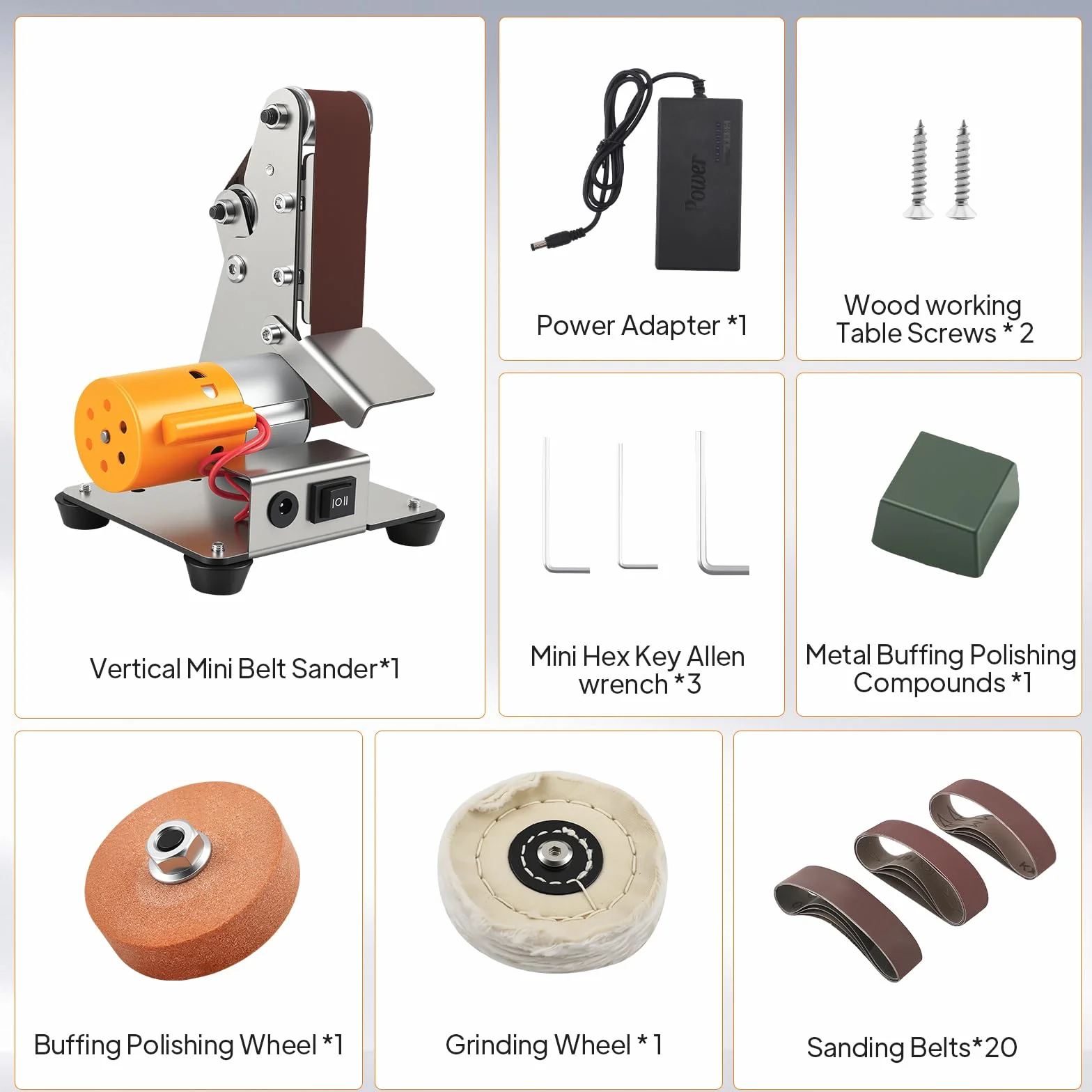 Levigatrice a Nastro Elettrica 3 in 1, Mini Levigatrice per Coltelli, Set Lucidatura 7 Velocità