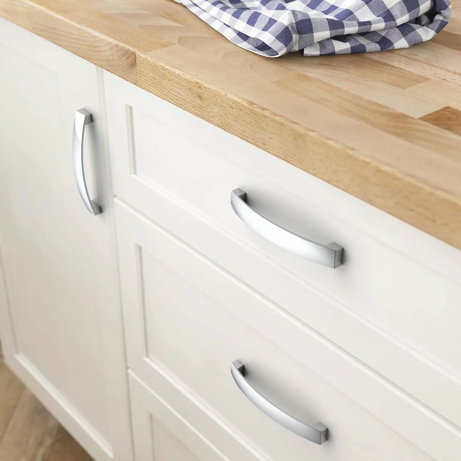 FURNIWARE 5 pezzi maniglia per armadio, Distanza fori 160mm, maniglia ad arco per cucina, cromo