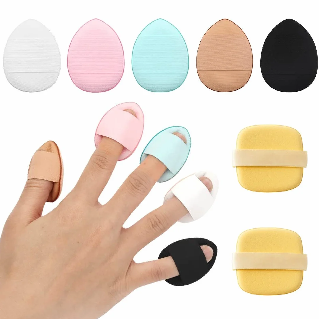5PCS Polvere per dita,2PCS Burro a sfoglia umido e secco,Mini soffio di polvere,per Fondotinta Correttore Cosmetico Fondotinta Spugna Strumento di Trucco in Polvere