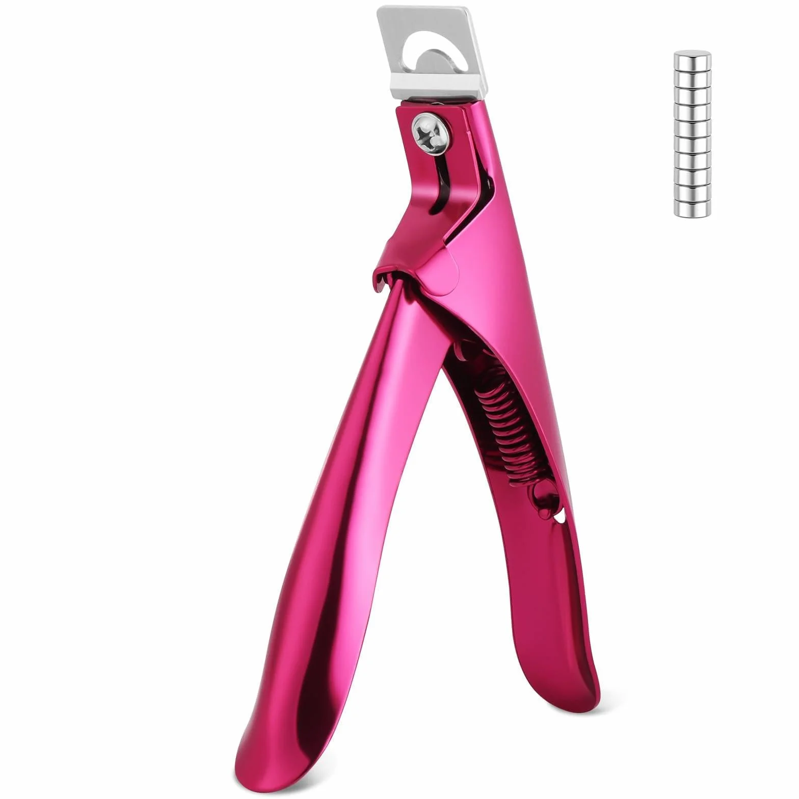 Tagliaunghie in Acrilico, Gel Artificiale Manicure Trimmer con 10 Magnete, Tagliaunghie in Acciaio Inox, Nail Clippers per Unghie Finte e Unghie in Gel(Rosa)