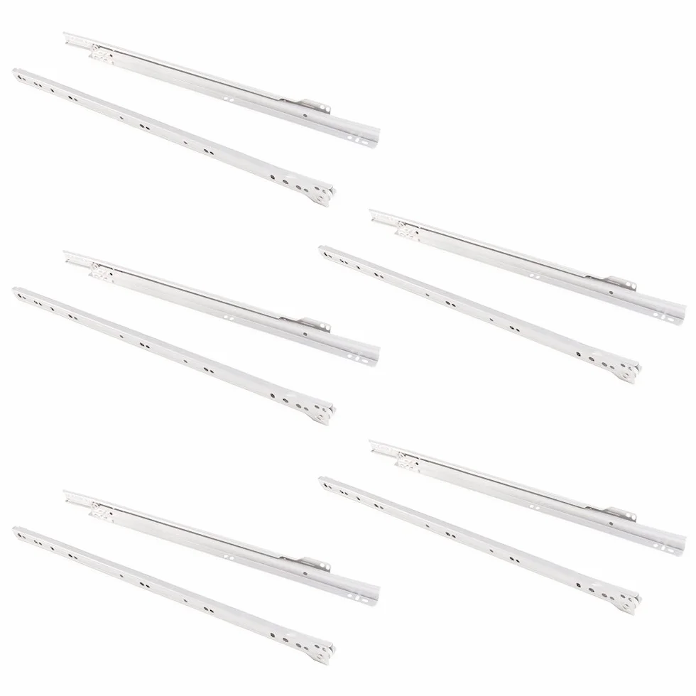Emuca Guida-Binario con Cuscinetti a Rulli per Cassetto Bianco 500 mm Set 5