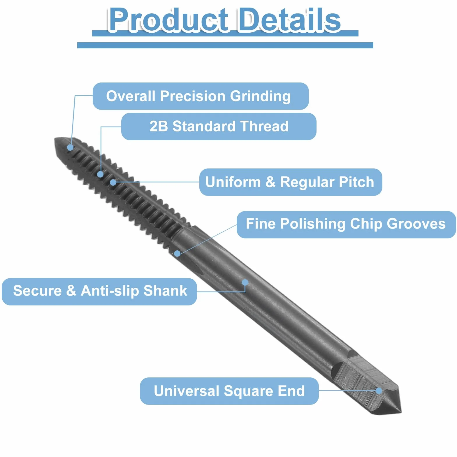 Maschi per Filettatura Diritto 10-24 UNC 2B HSS6542 Rivestimento Nitruro Nero QUARKZMAN 2Pz