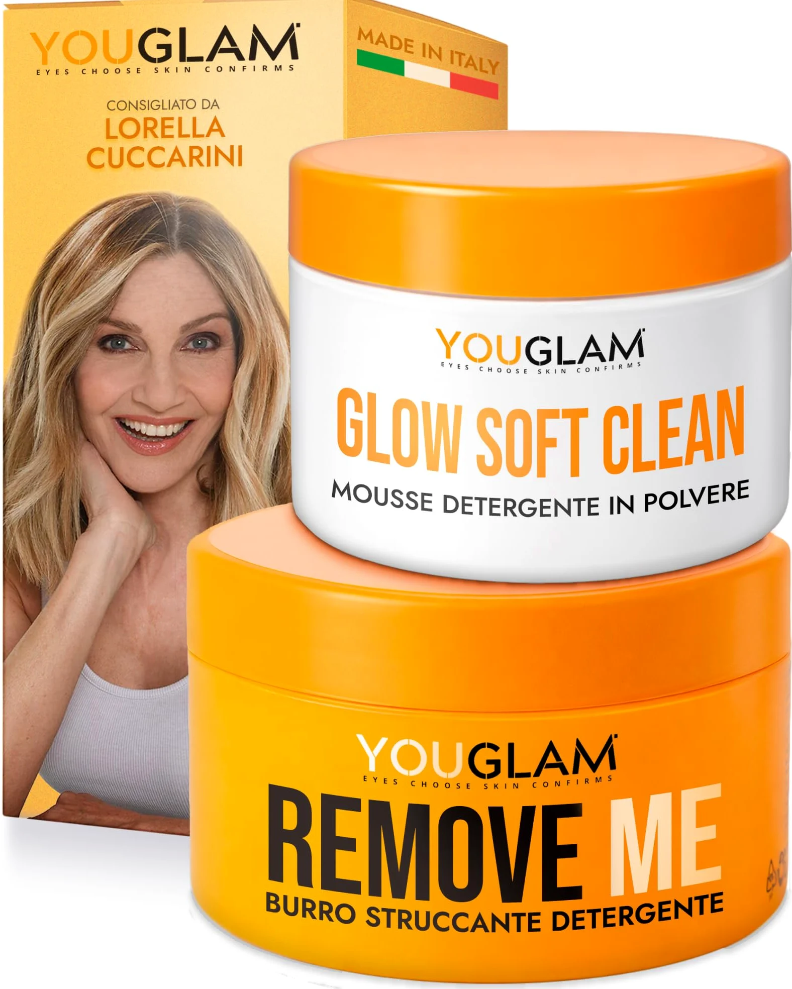 YOUGLAM Remove Me Burro Struccante Viso e Occhi 200 ml & GLOW SOFT CLEAN Detergente In Polvere 35 gr- Balsamo Detergente Nutriente con Oli Naturali, Scioglie Trucco, Impurità, Pelle Morbida Luminosa
