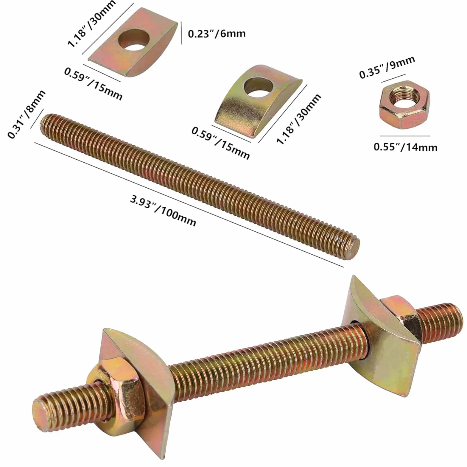 Giunzioni per Mobili M8 x 100 mm Connettori per Pannelli Legno 12 Pezzi