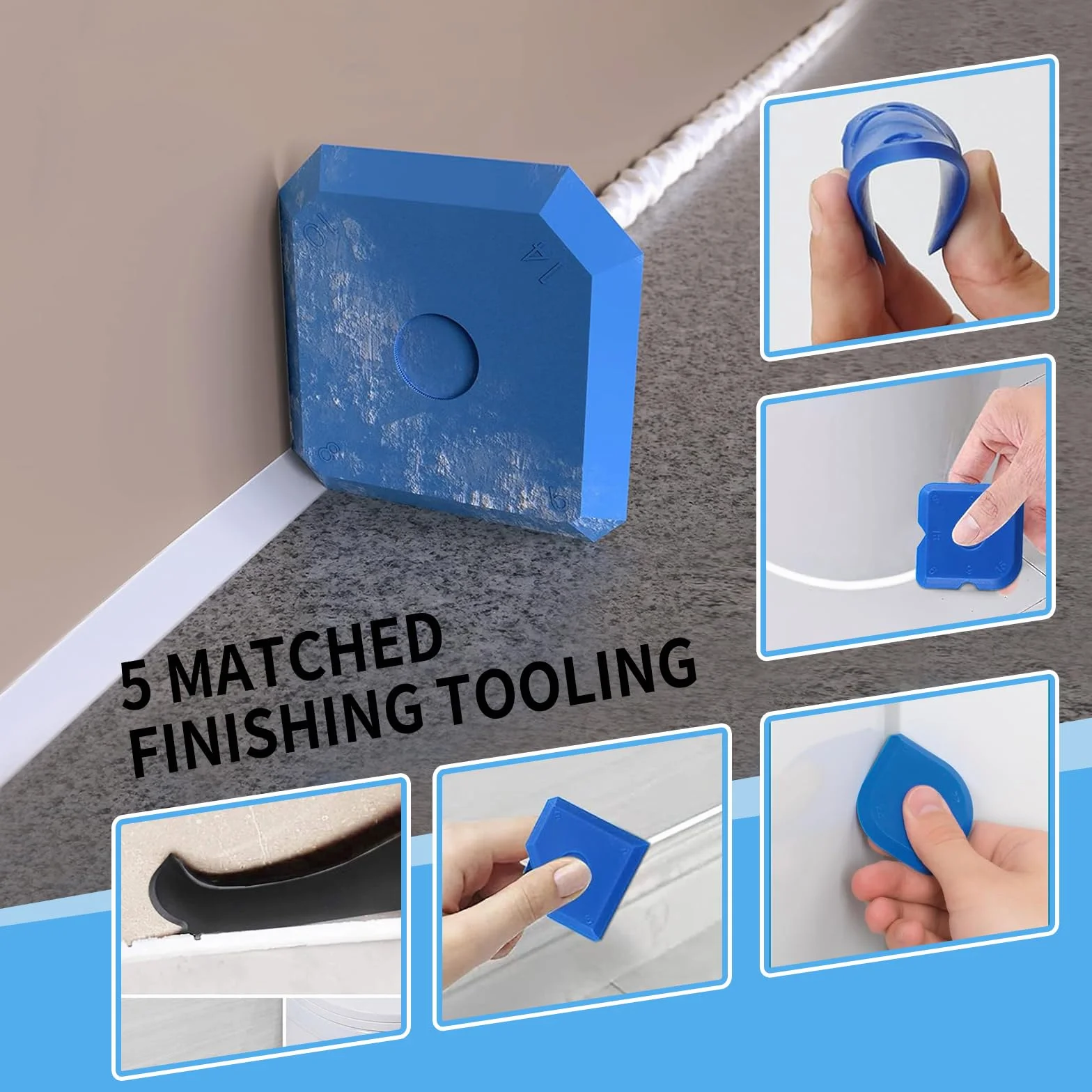 Set di Attrezzi per Piastrelle, 4 Estrattori a Sfera di Metallo, 6 Estrattori in Silicone, Blu