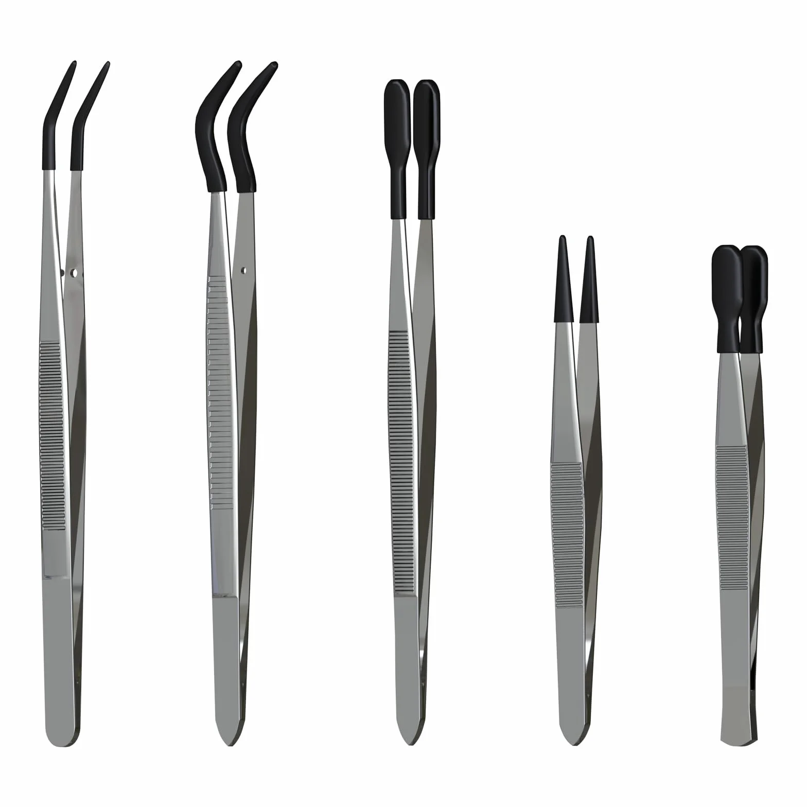 MMOBIEL Set Pinze Entomologia 5 Pezzi Acciaio Inossidabile Pinzette Punta in Gomma