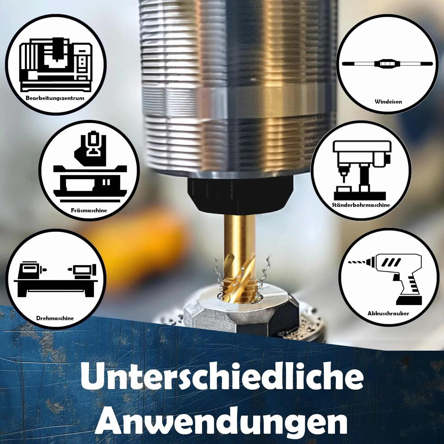 Maschio di filettatura universale HSS-TIN M3-M30 M3 x 0,5 per fori ciechi manuale e a macchina