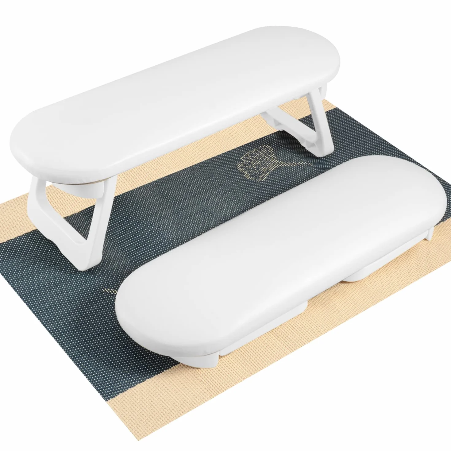 CGBE Poggiamano per Unghie Manicure, Poggia Mani per Unghie Professionale in Pelle PU, Spugna Morbida, Supporto Pieghevole, Cuscino per Mani per Nail Art, Poggiabraccia per Unghie Antiscivolo, Bianco