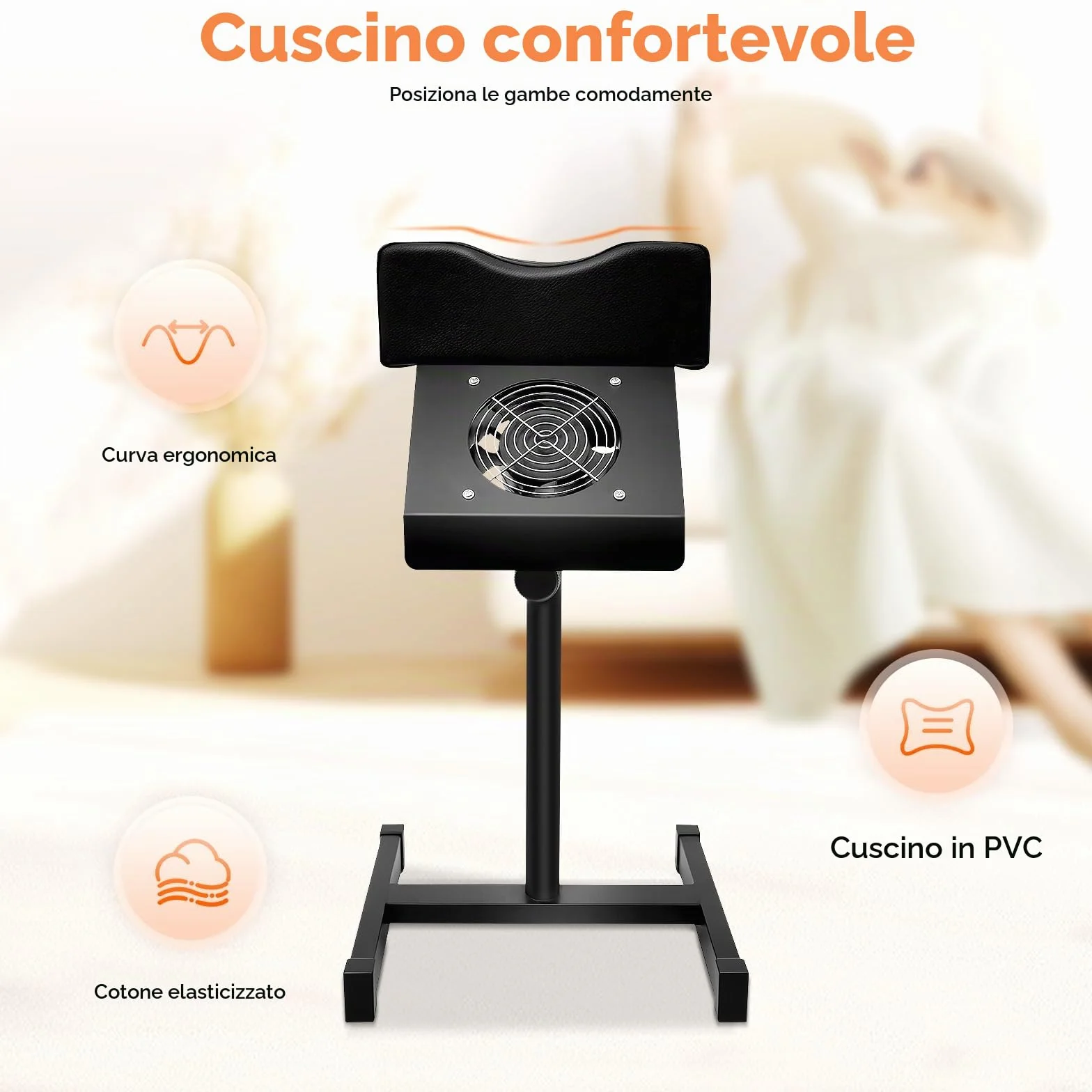 Poggia Piede Pedicure 2 in 1 Poggiapiedi Pedicure Manicure con Catturapolvere Portatile Sgabello per pedicure Sgabello Regolabile 48-68 cm Per La Cura Dei Piedi, Regolabile in Altezza