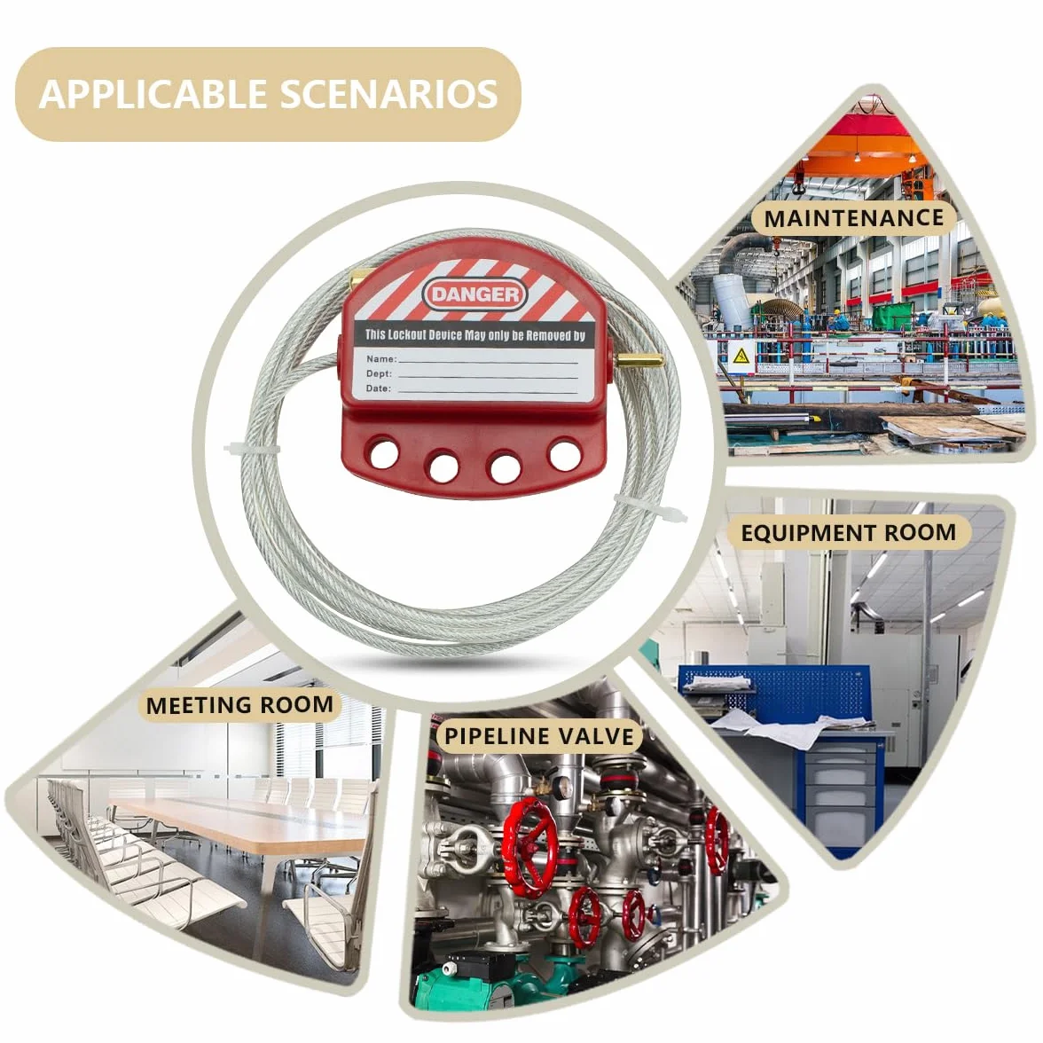 Cavo d'acciaio regolabile Bwintech 2 pezzi per blocco tagout lucchetti sicurezza