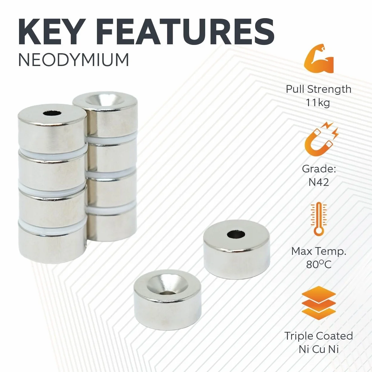 Magnete al neodimio 20x10x5,2 mm per motori elettrici trazione 11 kg