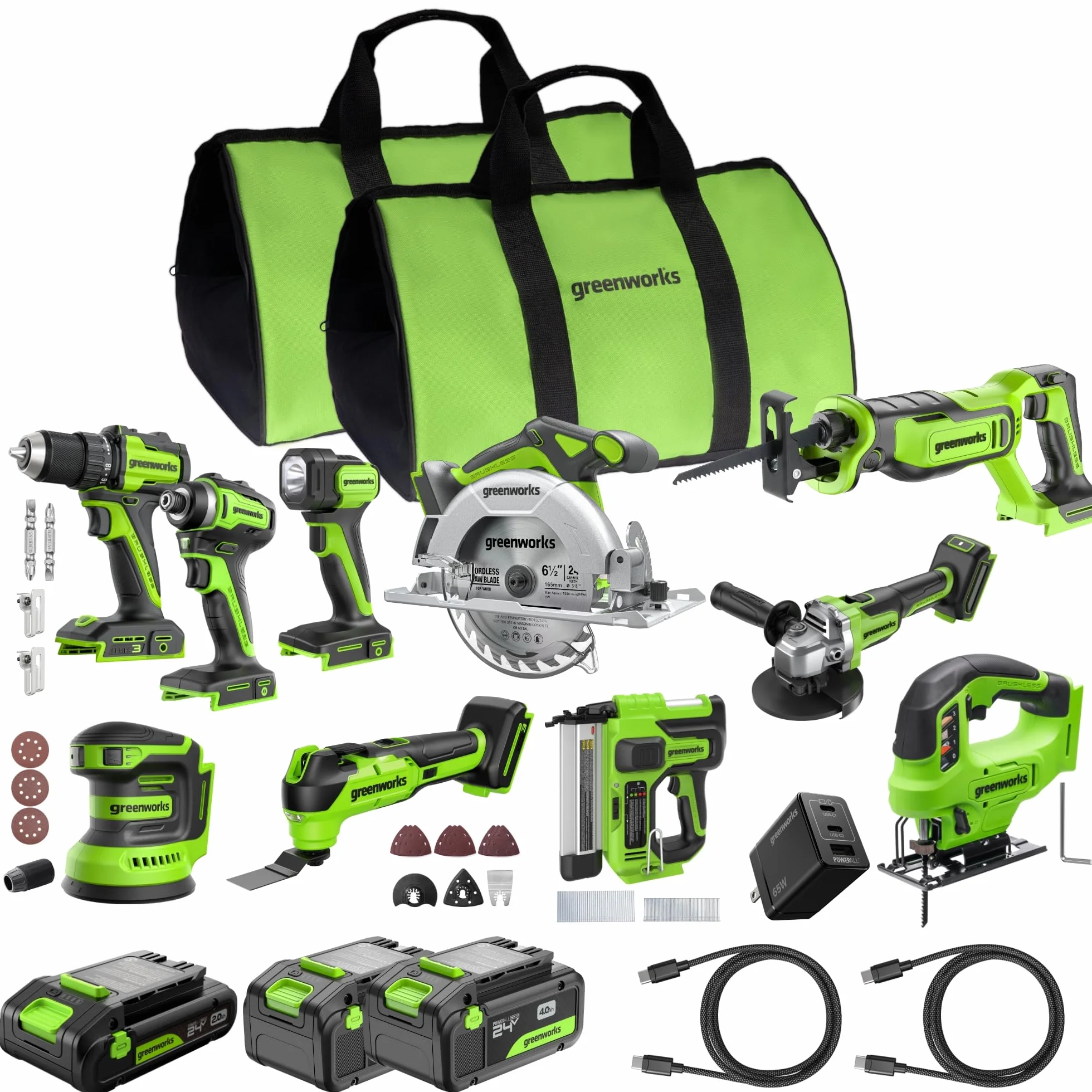 Greenworks 24V combo trapano avvitatore a percussione sega circolare alternativa a calare utensile multifunzione levigatrice torcia