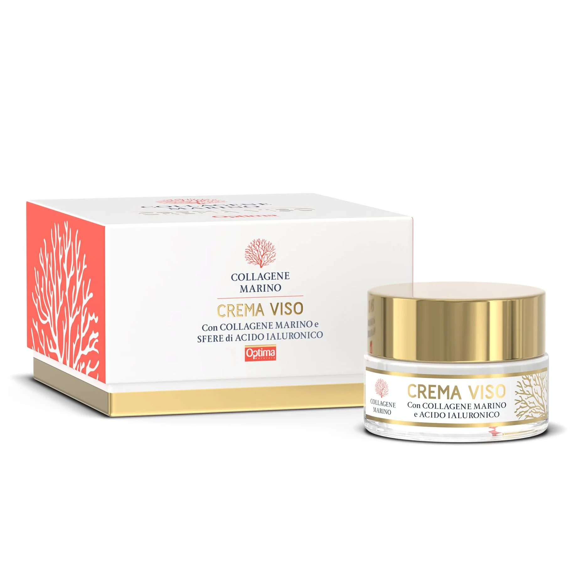 Crema Viso con Collagene marino e Sfere di acido ialuronico - azione rimpolpante e anti-age - AIAB Bio Eco Cosmesi - idratante - antiossidante - 50 ml Collagene Marino