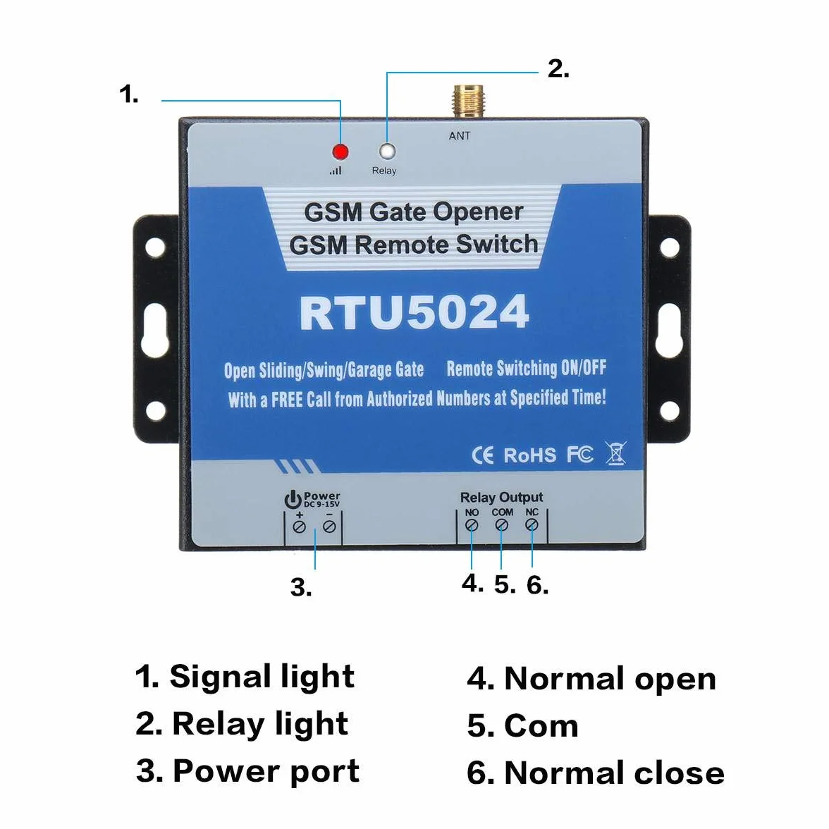 Apricancello GSM RTU5024 Telecomando Universale Interruttore Relè DC 9-24V Apriporta Senza Fili Per Porta Garage