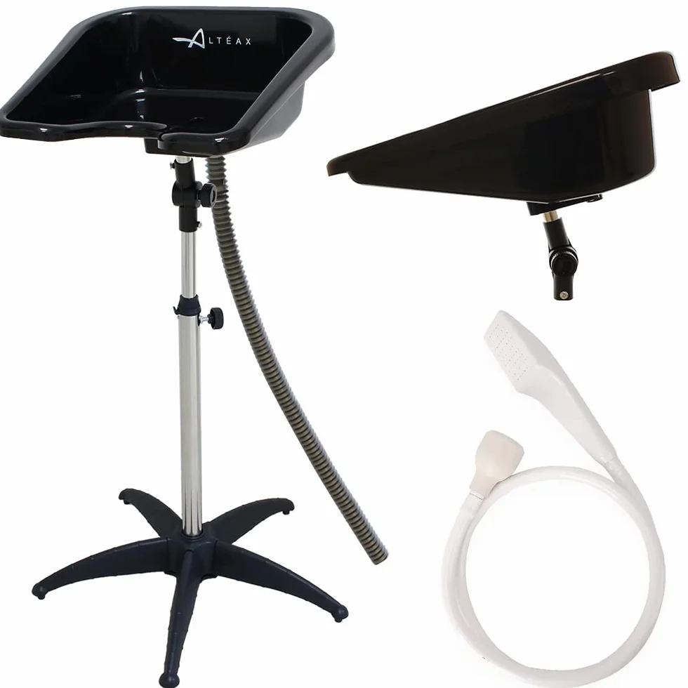 Altéax Lavatesta Portatile Per Parrucchieri Quadrato con Doccetta per Lavandino Universale – Design Ergonomico è Utilizzato Come Lavatesta per Disabili (Lavatesta Parrucchiera Professionali)