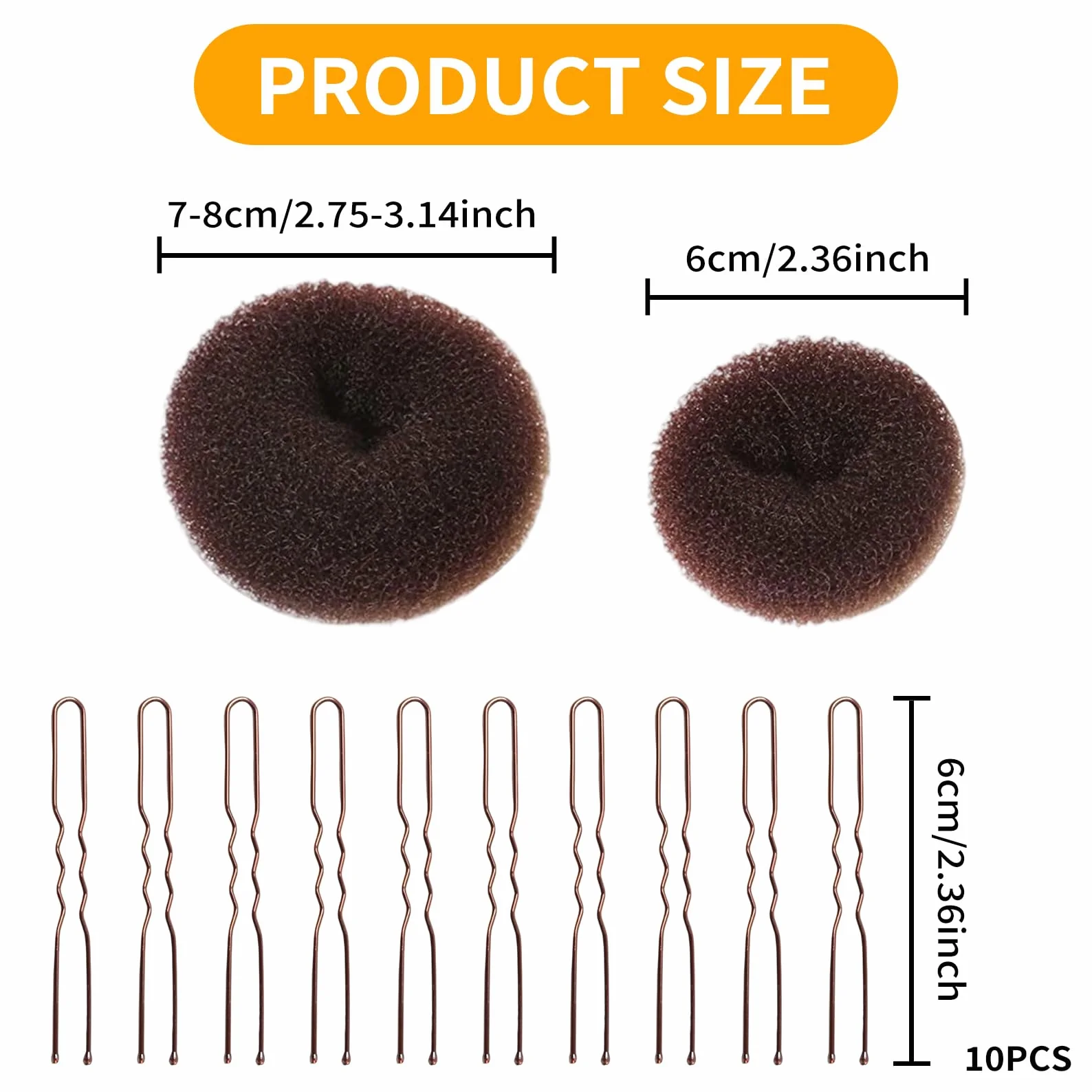 4 Pezzi Ciambelle per Chignon, Accessori per Capelli a Ciambella, Elastici per Capelli, Accessori per Capelli a Ciambella per Bambine, Cuscini per Chignon, Pinze per Fascia, per Matrimonio (Marrone)