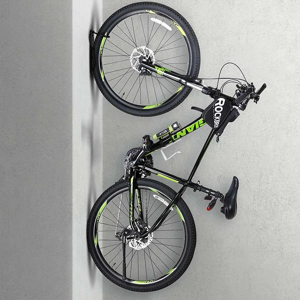 Bakaji Set 2 Staffe Ganci Porta Bicicletta da Parete Pieghevole in Gomma Salvaspazio per Mountain Bike Acciaio