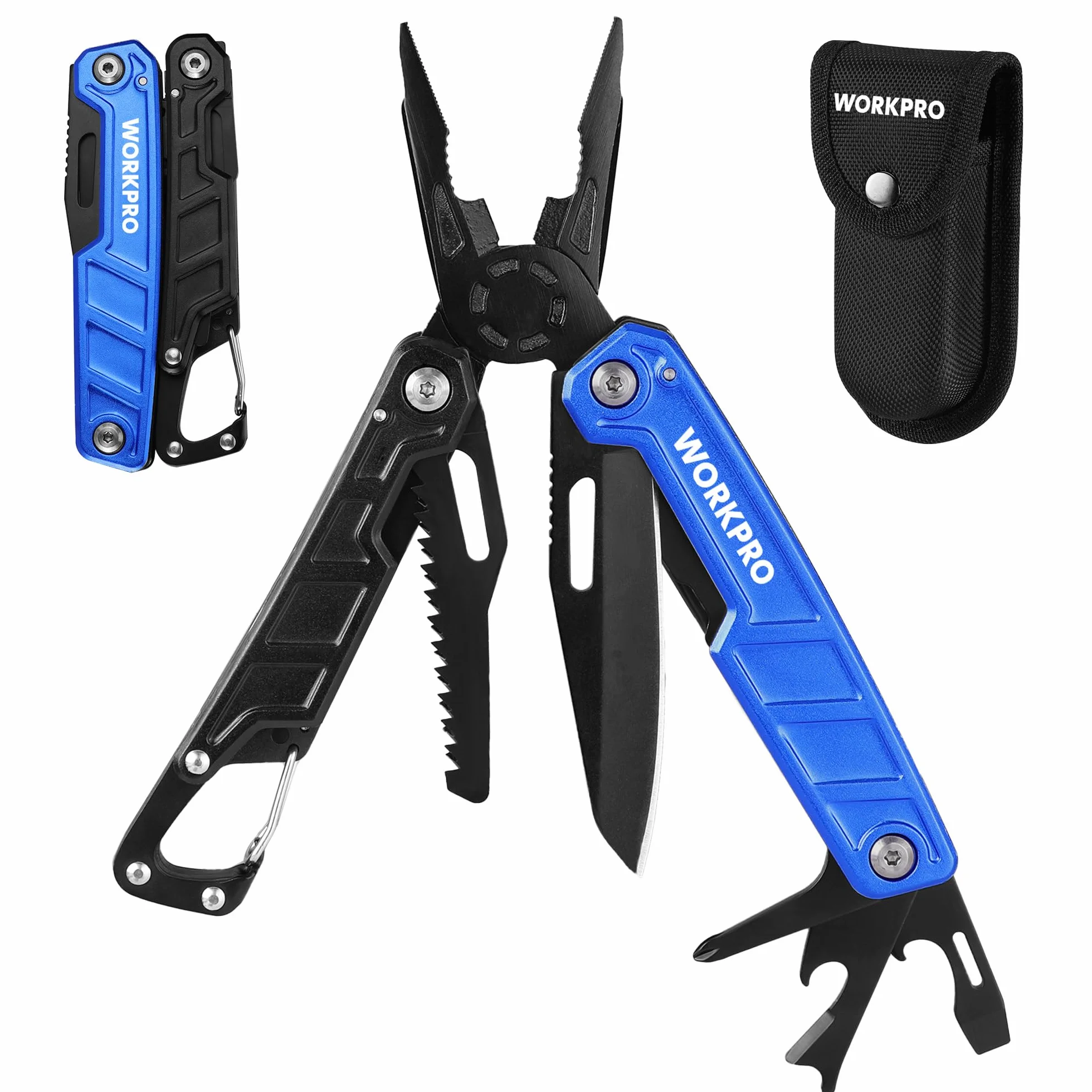 WORKPRO Pinza Multiuso 11 in 1 Acciaio Inossidabile Tascabile Multifunzione con Coltello e Cacciavite