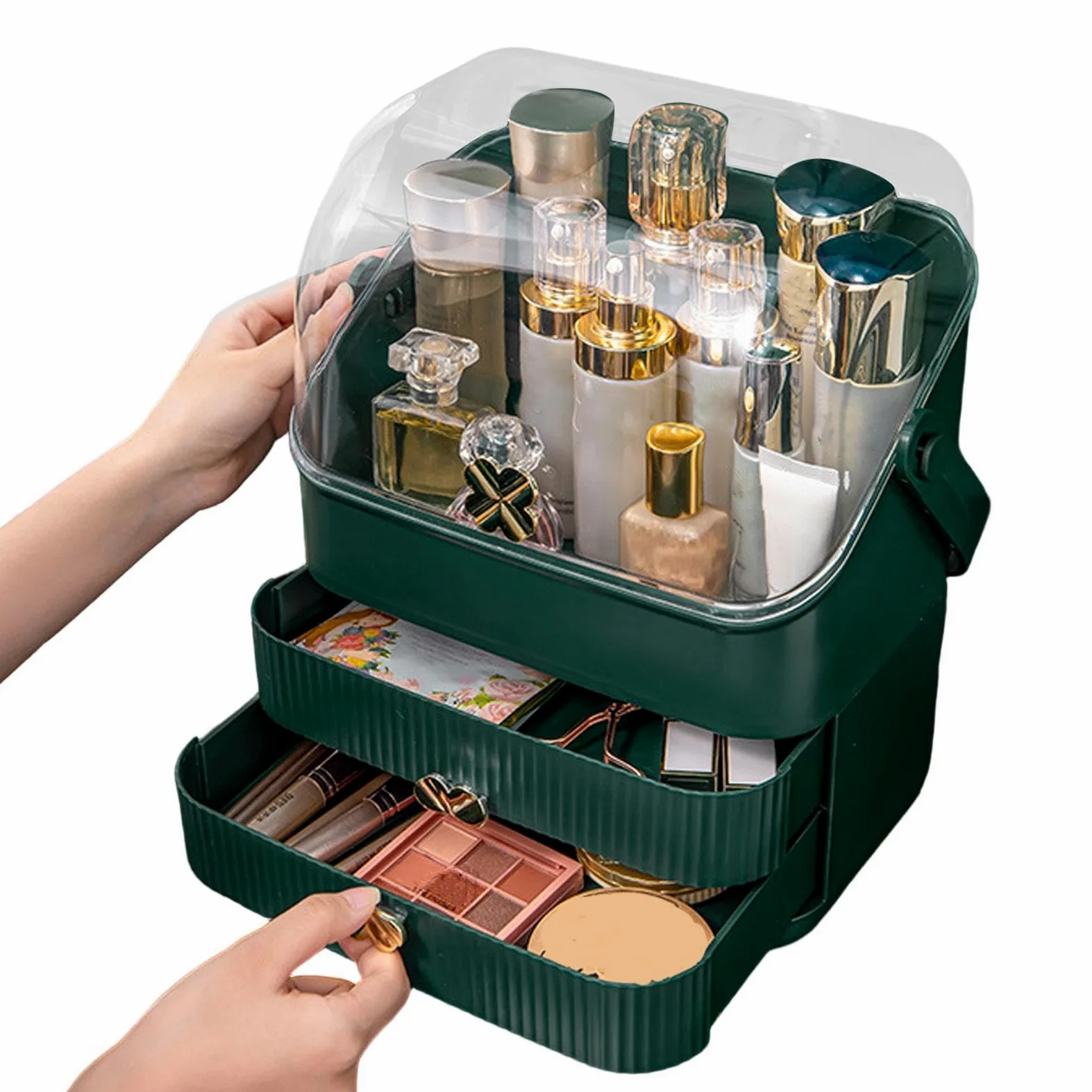 Generico Organizer Trucchi Da Tavolo Espositori Per Pennelli Cosmetici | Organizer Cosmetici Da Appoggio Con Coperchio Trasparente Impermeabile E Antipolvere per Angolo Trucco, Cassettiera, Tavolo,