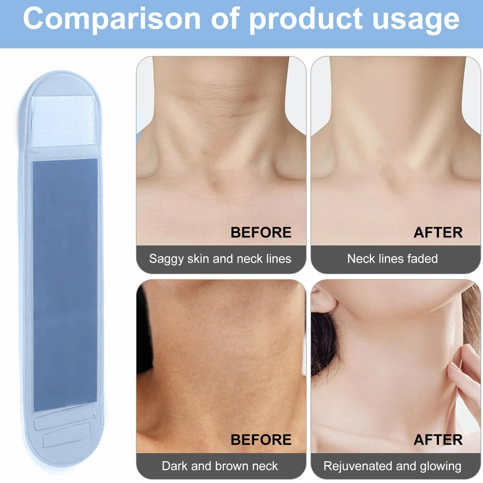 Cuscinetto Antirughe per il Collo, Anti rughe Collo Pad, Maschera per il collo Anti rughe Collo Cura della pelle Riutilizzabile, Leviga le Linee di Sollevamento del Collo della Toppa