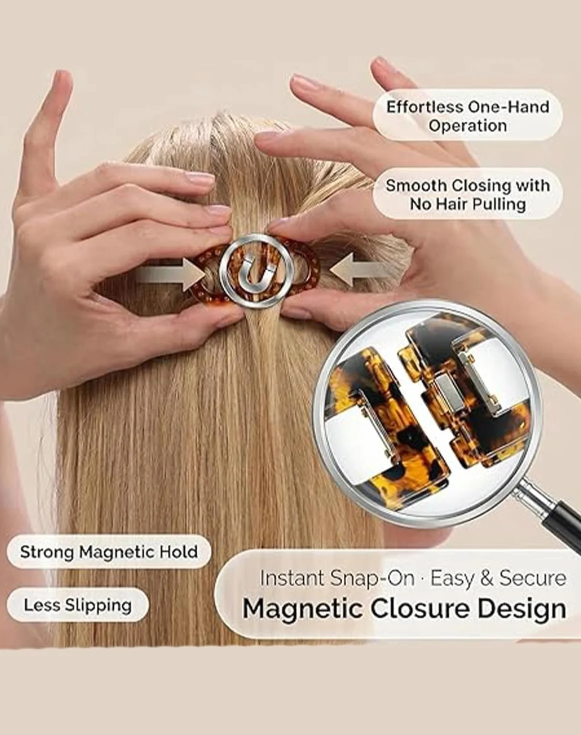 CHANGYUE Set fermagli per capelli magnetici antiscivolo, tenuta forte, clip intelligenti per acconciature facili quotidiane (multicolore)