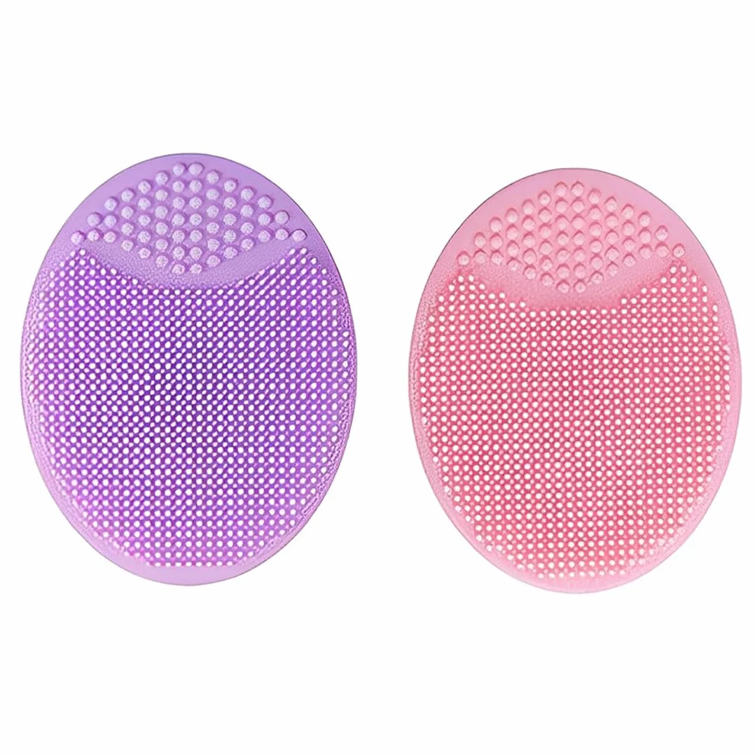 2 Pcs Spazzola Pulizia Viso in Silicone Morbido Scrubber Esfoliante e Massaggiatore Anti-età per una Cura Delicata della Pelle Rosa Viola