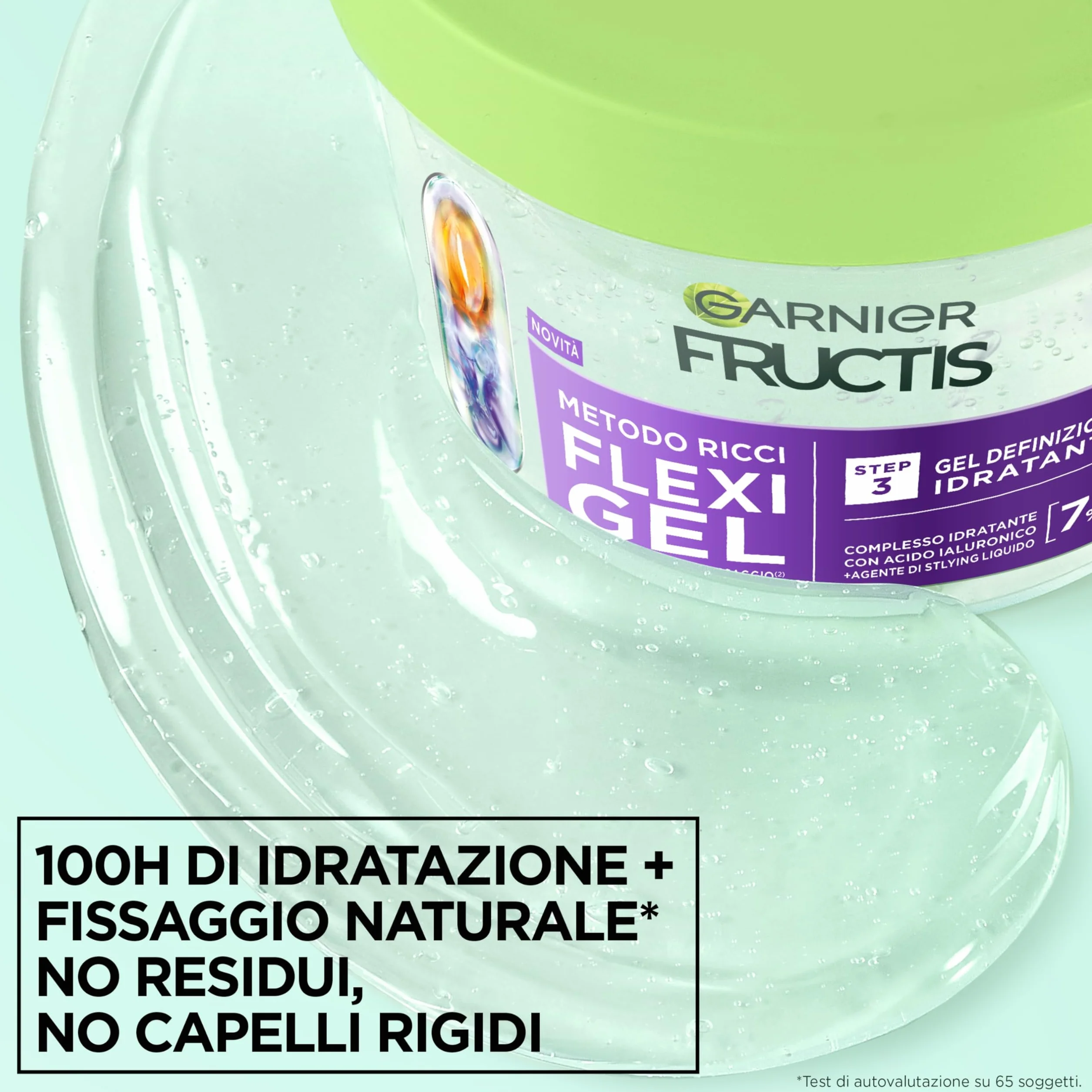 Garnier Fructis Metodo Ricci Flexi Gel, Per Onde, Boccoli e Ricci, Idratazione e Definizione, Senza Residui Sui Capelli, Con Acido Ialuronico e Agente di Styling Liquido, 370 ml