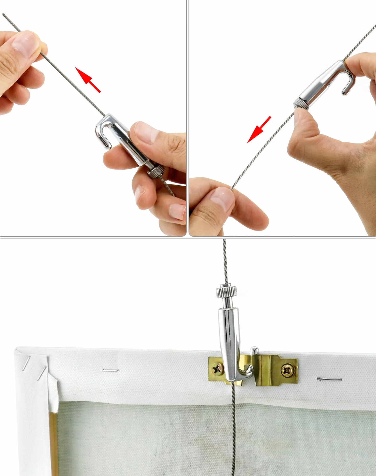 QWORK Cavo per Appendere Quadri Filo di Sospensione 2m x Ø1.5mm Acciaio Inox Gancio Regolabile 40kg 20 Pezzi