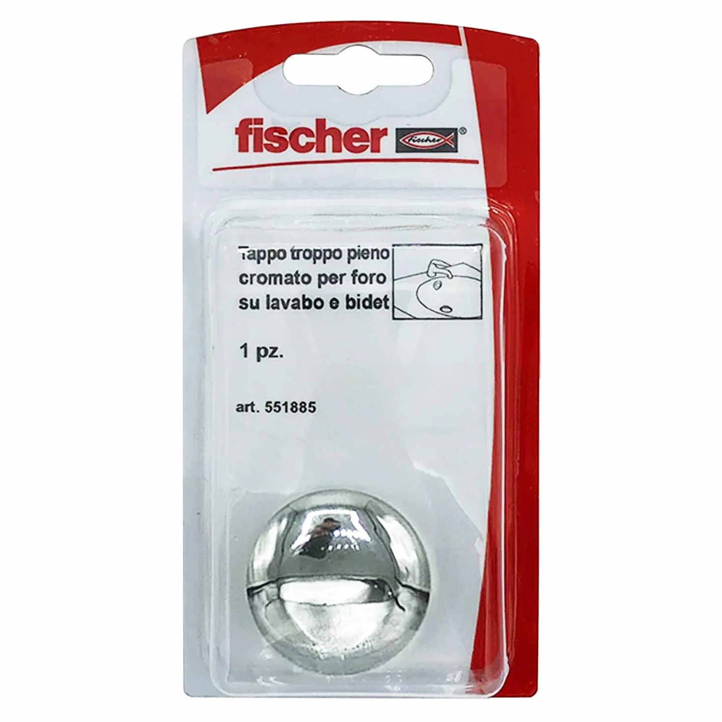 Fischer TTP Cromato Coperchio Foro Troppo Pieno per Lavabi Lavandini Bidet