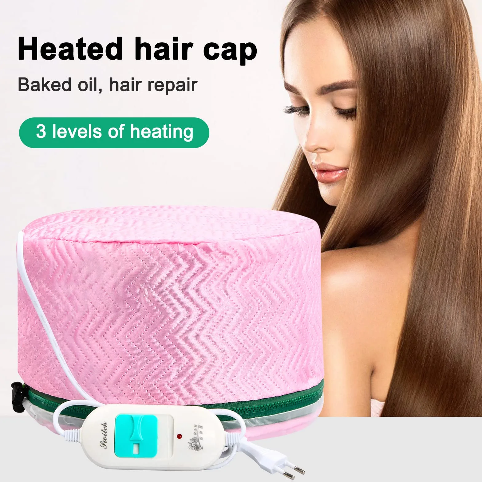 Cappello riscaldante per la cura dei capelli, cappellino termico per capelli, condizionamento profondo, 3 temperature, vapore, trattamento a vapore, per capelli elettrico per spa e casa