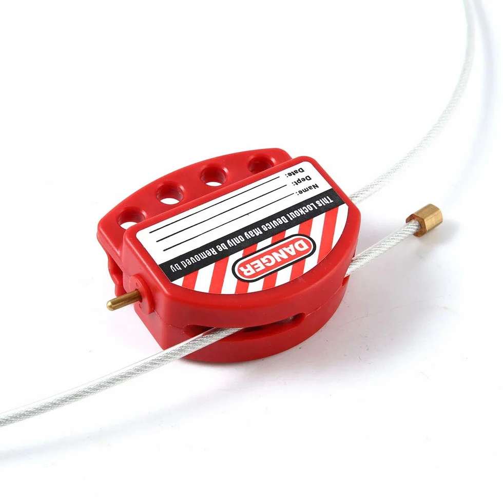 POFET Bloccaggio cavo Tagout rosso Lockout regolabile acciaio Vinile rivestito