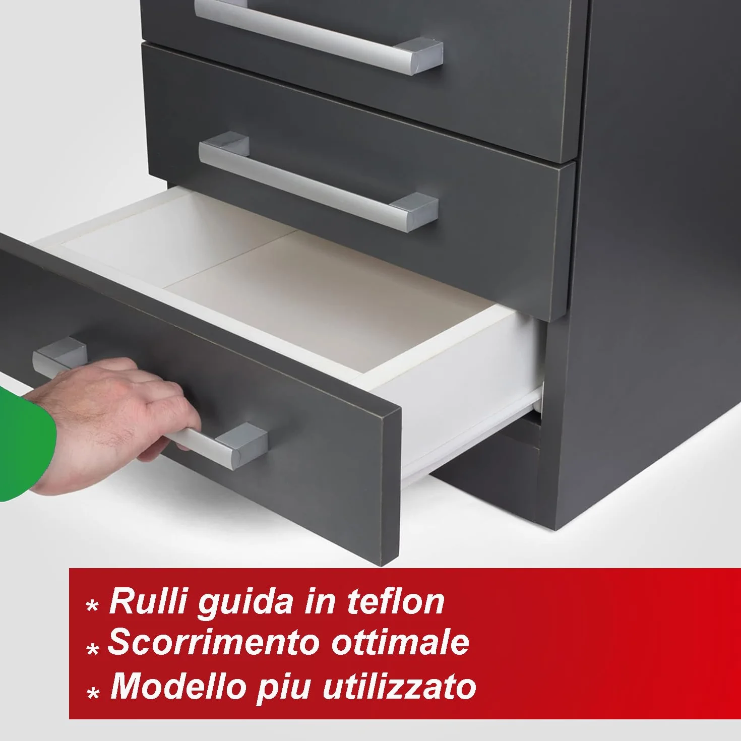 Coppia guide di scorrimento per cassetti 25 kg cm 50 bianche