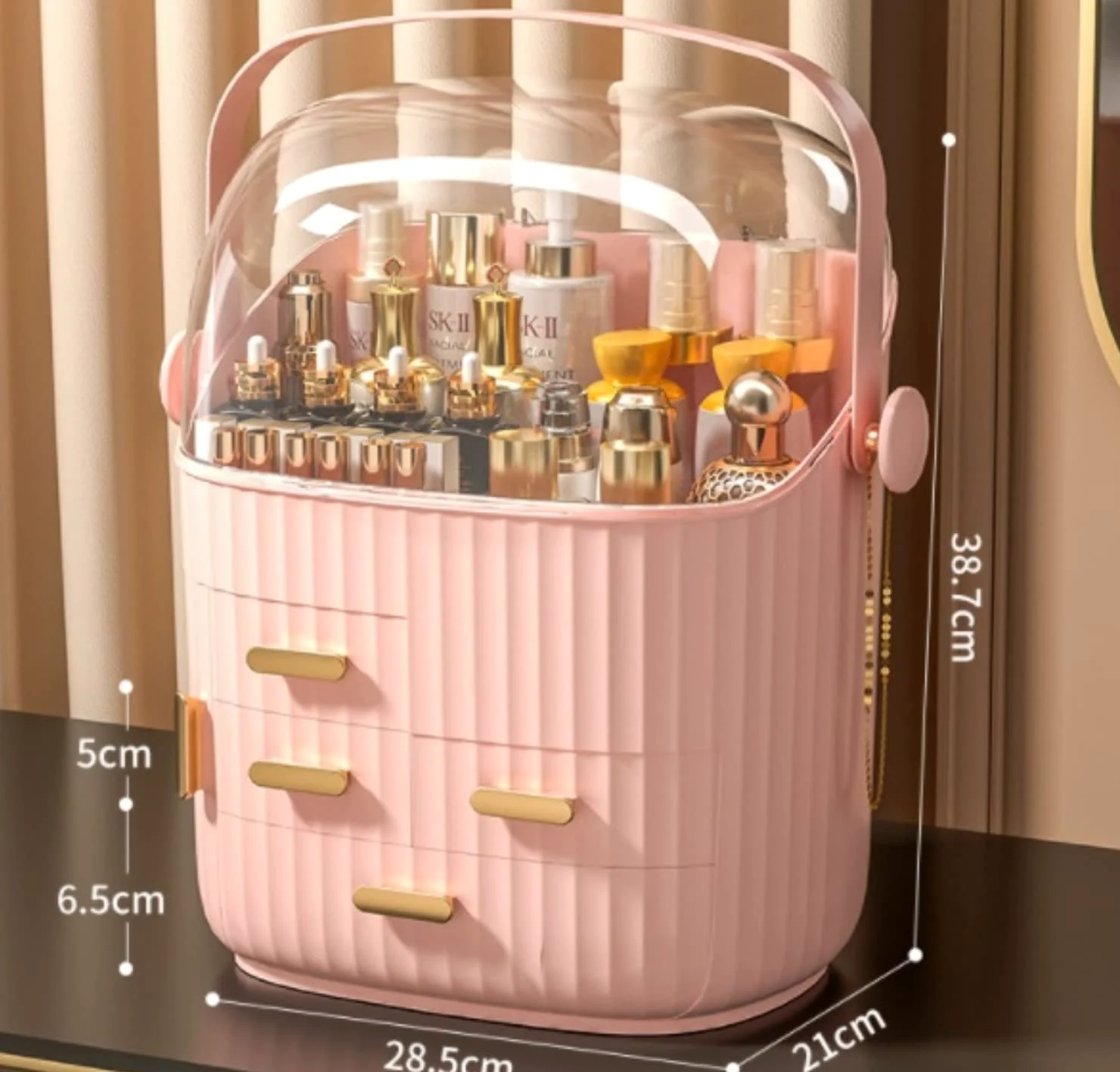 Porta Trucchi,Toeletta Scatola di Immagazzinaggio Cosmetica da Tavolo Organizzatore di Trucchi per La Cura della Pelle Multifunzione Multifunzione