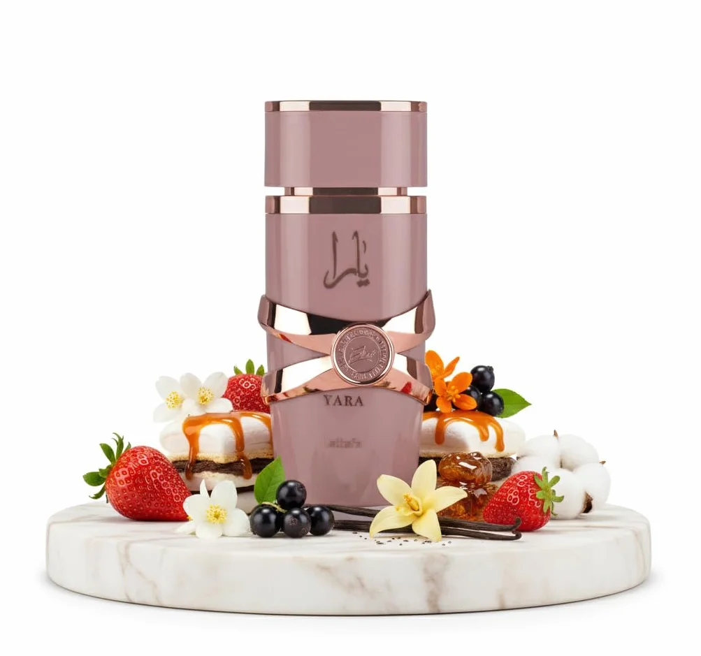 Lattafa Yara Elixir Eau de Parfum, Design Rosa e Oro, Lussuosa Bottiglia di Vetro, 100 ml di Profumo per Donna
