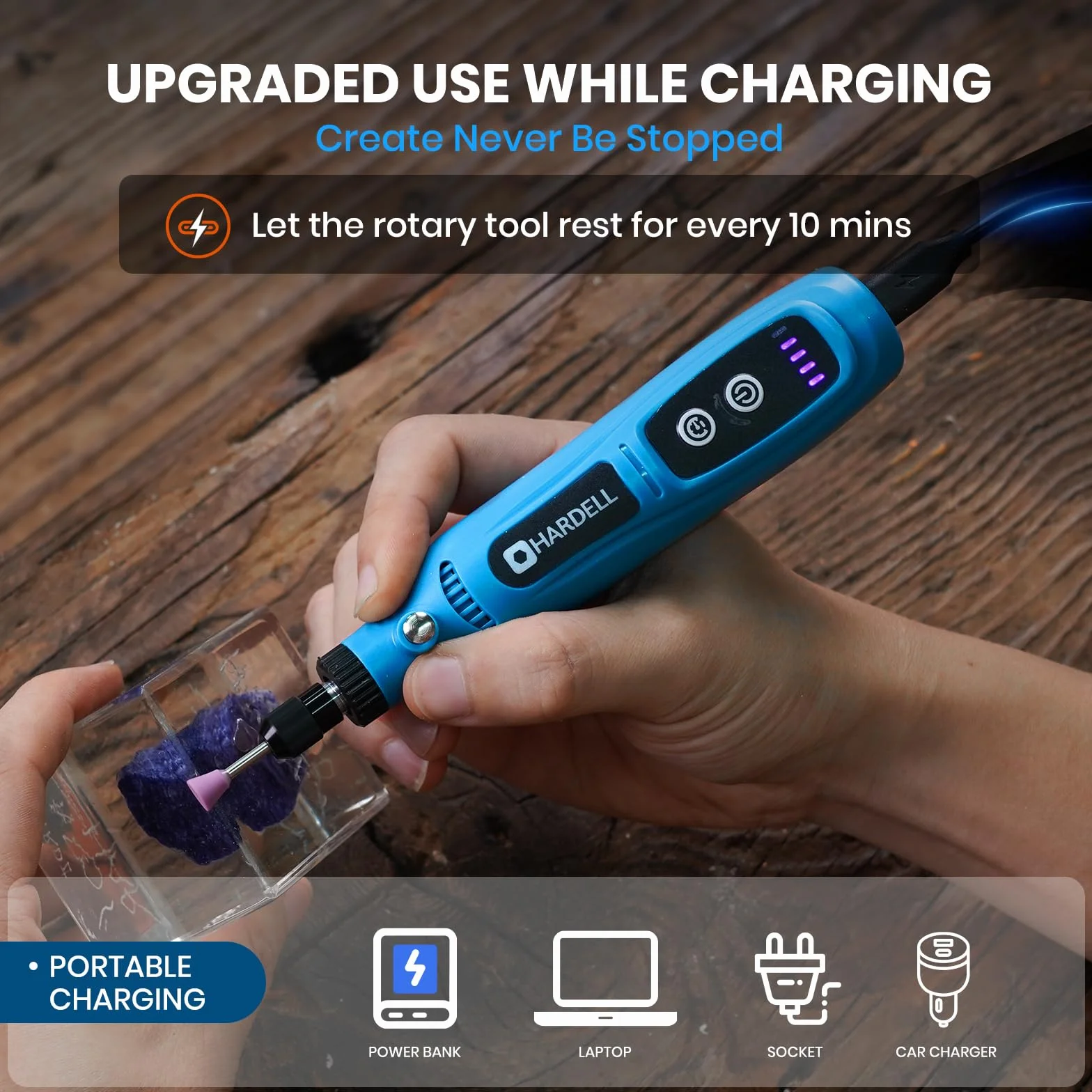 HARDELL Mini Trapano Elettrico 5 Velocità Regolabile Utensili Rotanti Multifunzione 43 Accessori