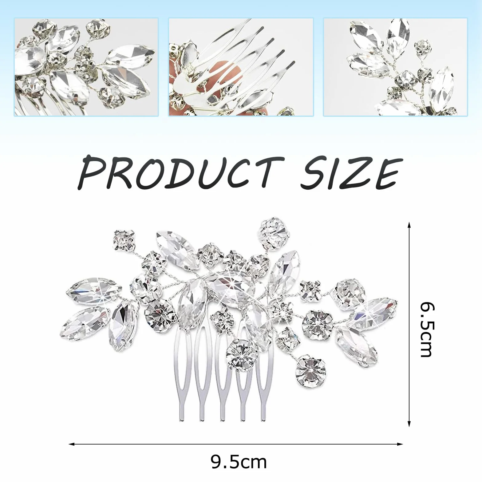 Pettine Sposa, per Capelli con Fiori di Perle Cristallo Accessori Capelli Sposa Pettine per Decorazione Acconciatura Capelli per Sposa Matrimonio Nozze Argento