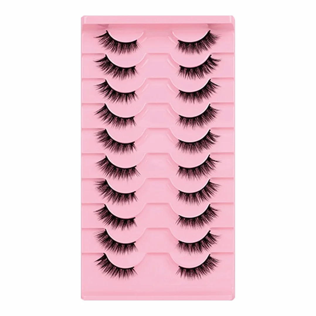 Ciglia finte 10 paia di mezze ciglia finte ciglia naturali cat eye mezze ciglia 3D ciglia ad angolo cat eye
