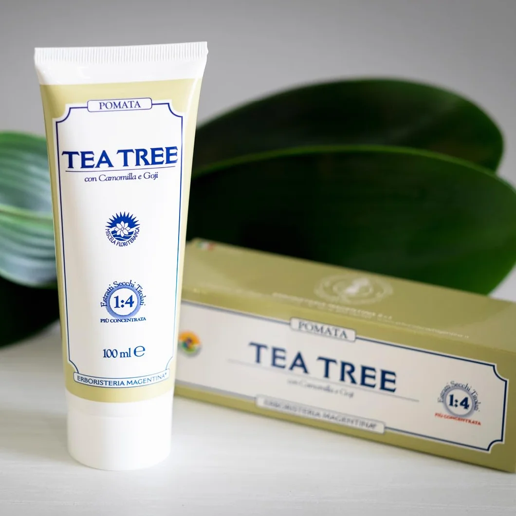 Erboristeria Magentina TEA TREE POMATA 100 ml - Pomata dai Mille Usi, Ideale in Caso di Secchezza Cutanea, Per Idratare e Proteggere le Pelli più Delicate anche in Presenza di Pruriti