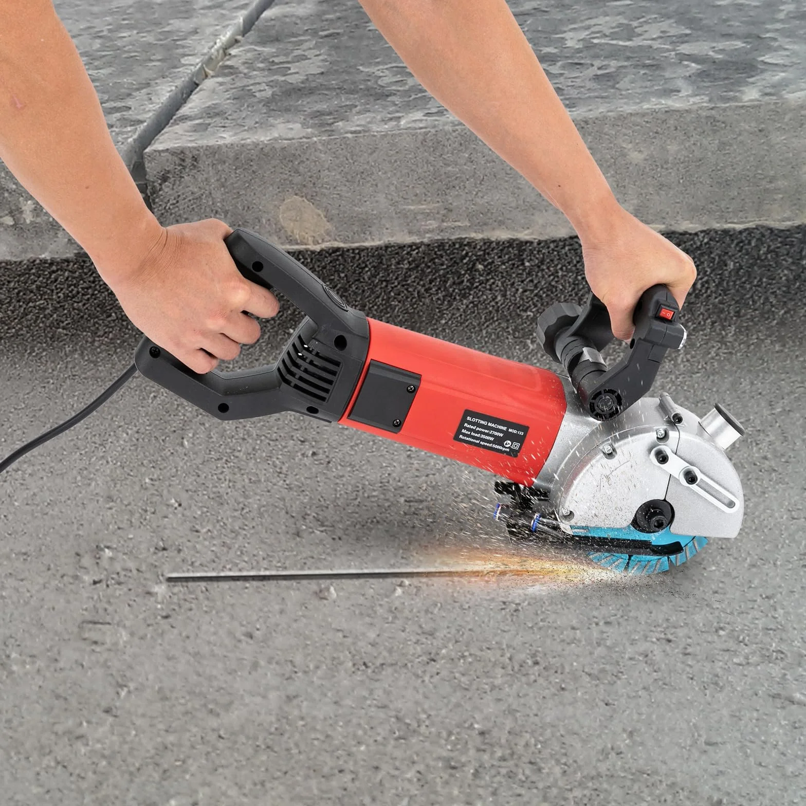 Scanalatrice per muri 3500 W con guida laser, tagliatrice calcestruzzo 40 x 42 mm