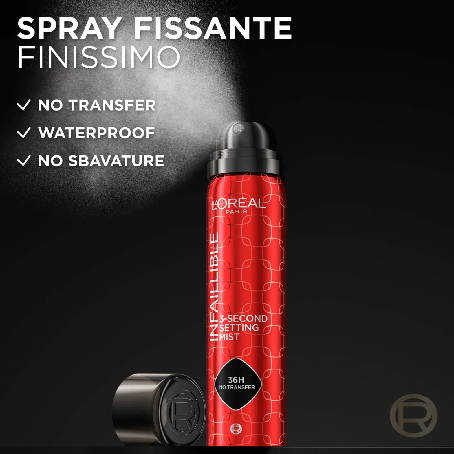 L'Oréal Paris Infaillible Spray Fissante per Trucco Viso 3-Second Setting Mist 36H No-Transfer Waterproof Formula Leggera ad Asciugatura Rapida Resistente a Sudore e Acqua - 2 Flaconi da 75ml
