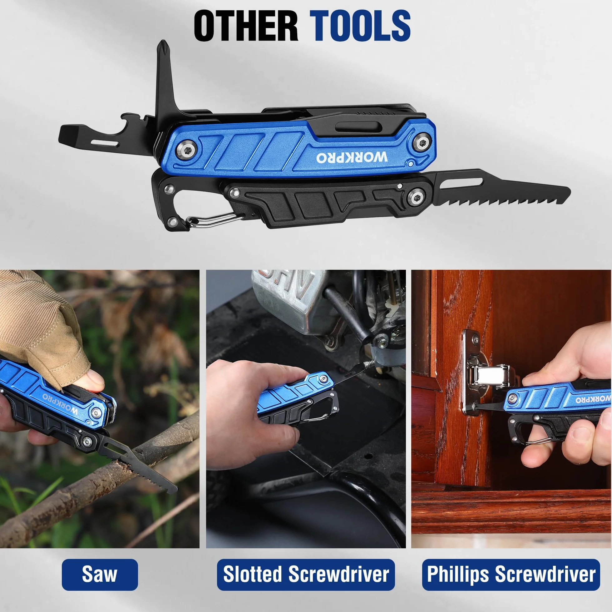 WORKPRO Pinza Multiuso 11 in 1 Acciaio Inossidabile Tascabile Multifunzione con Coltello e Cacciavite