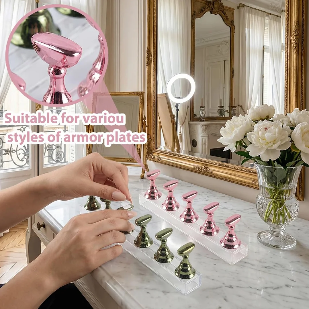 Set di 2 Supporti per Pratica Unghie in Acrilico, Porta Punta Magnetico, Supporto per Pratica Nail Art, Espositore per Unghie, Supporto per Punta Unghie
