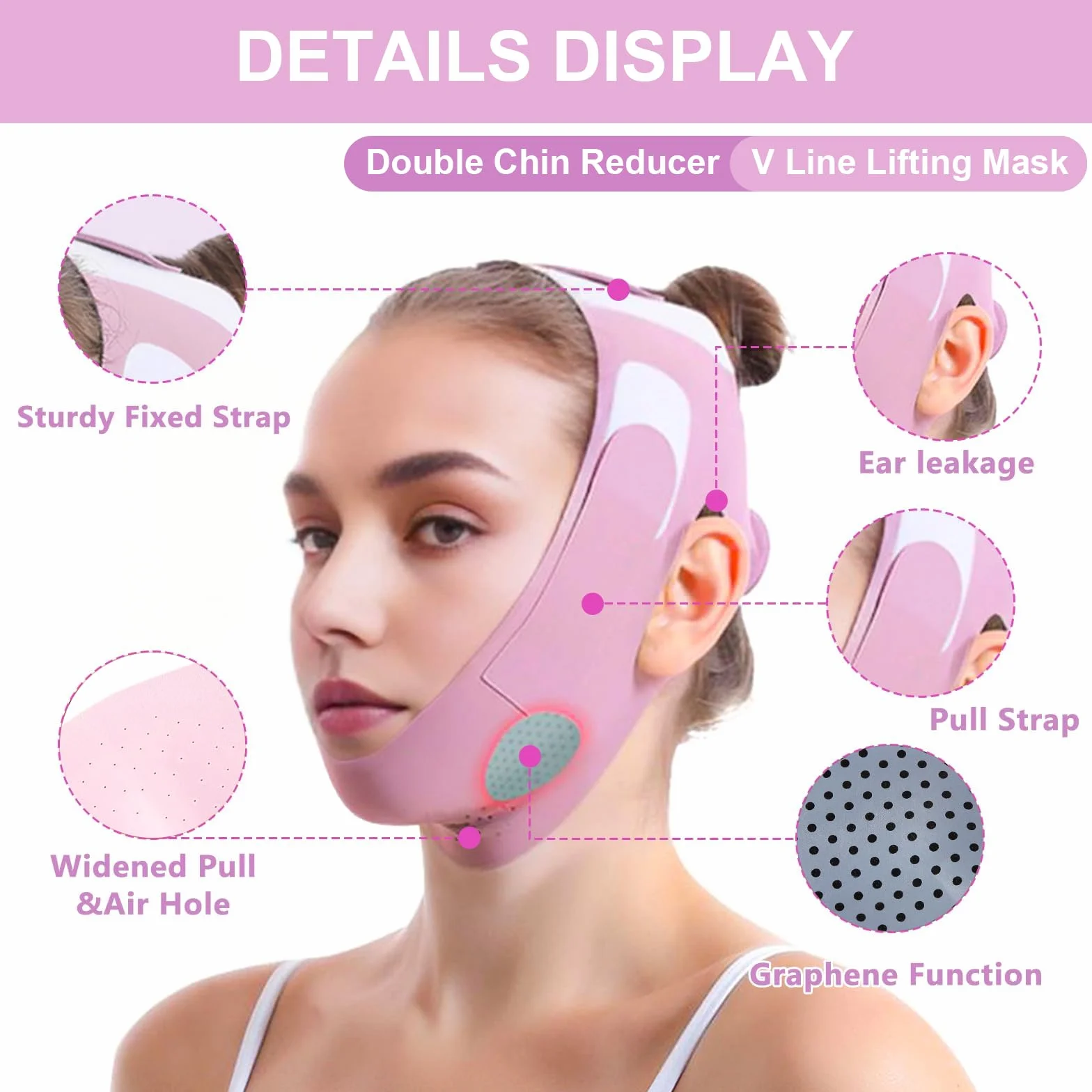 Fascia Doppio Mento, Face Tape Viso Lifting in Graphene, Benda Viso per Modellare e Rassodare il Contorno Facciale, Regolabile, Design Traspirante, adatta a Tutti i Visi, Viola