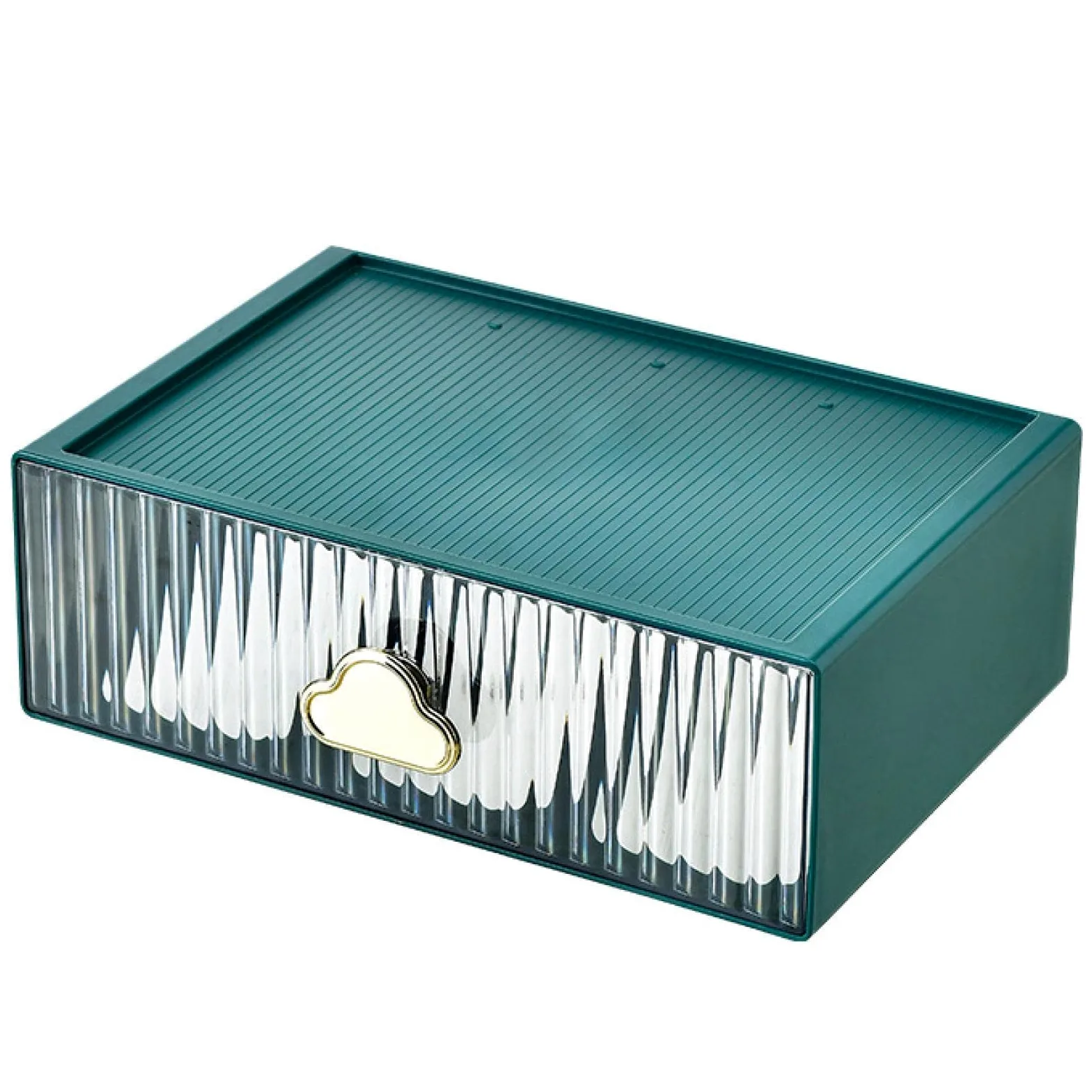 Cassetto dell'organizzatore di Trucco Impermeabile Scatola portaoggetti da scrivania cosmetica Scatola portaoggetti cosmetica di Grande capacità Cassetto Desktop D Verde