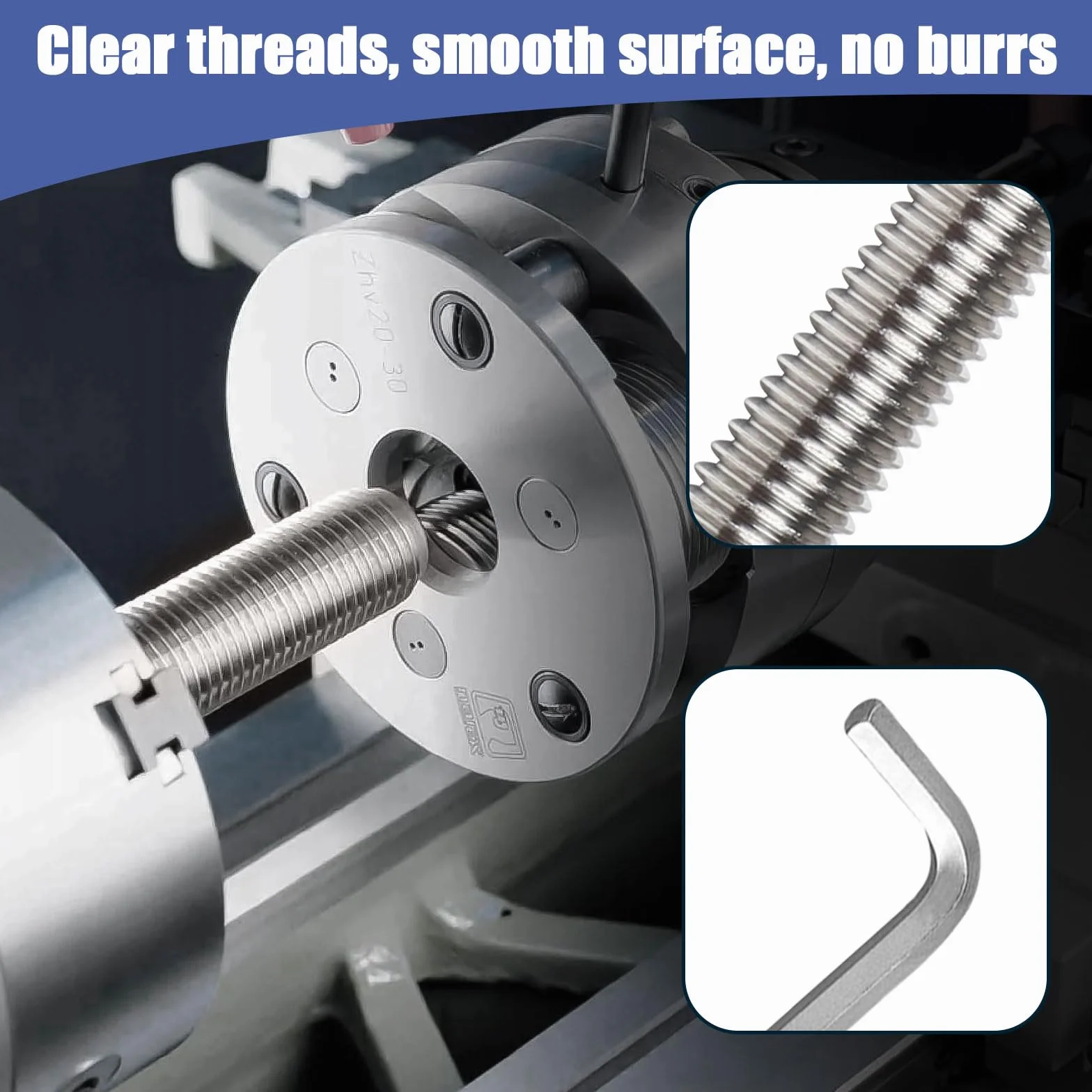 Perni Filettati in Acciaio Inox M8 x 60 mm con Chiave a Brugola, Barra Filettata DIN 975