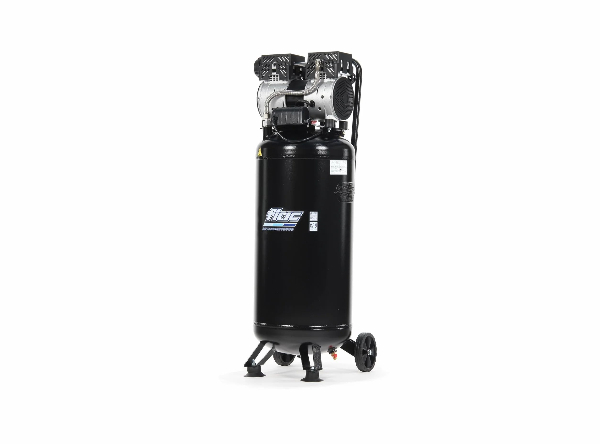 FIAC Compressore d'Aria Verticale Silenzioso SUPERSILENT 50V, Oil Free, 8 Bar, 1 Hp, Serbatoio 50 Litri, 58 dB LpA