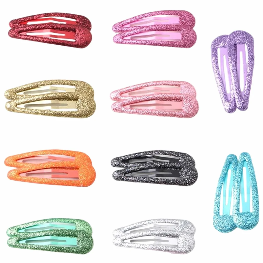 20 Pezzi Glitter Clip a Scatto per Capelli, Colorati Glitter Paillettes Fermacapelli, Fermagli per Capelli in Metallo, per Donna Bambina