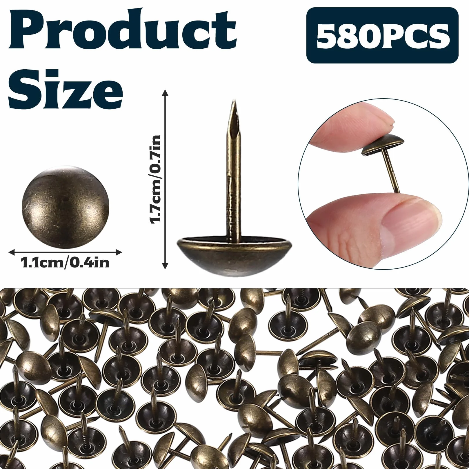 Chiodi da Tappezzeria Antichi 580 Pz Bronzo, Puntine per Mobili Decorativi